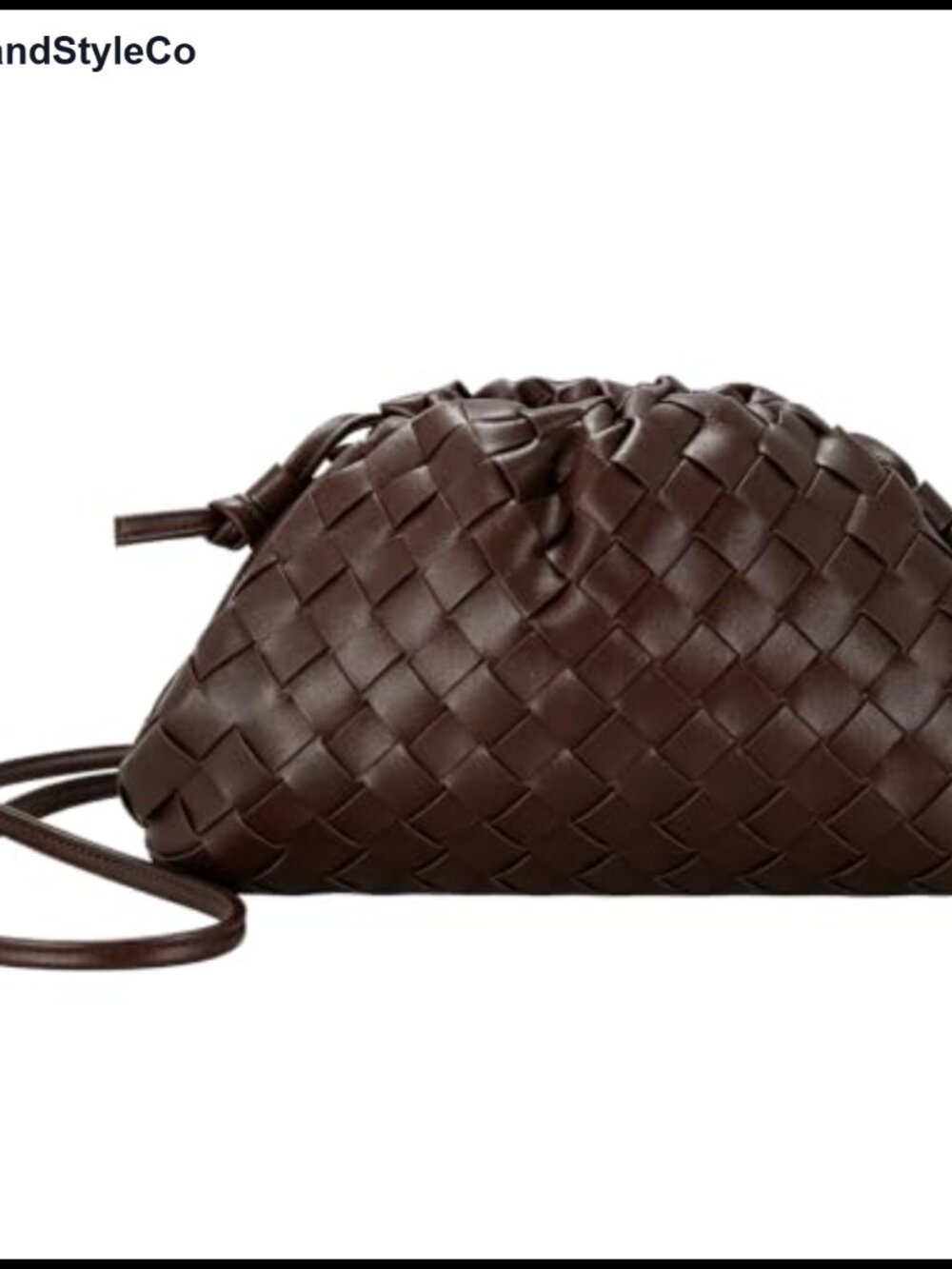 Woven Vegan Leather Dumpling Crossbody Clutch with Strap